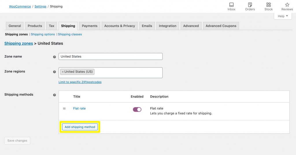 add-shipping-method - 高度なクーポン Adding a new WooCommerce shipping method.