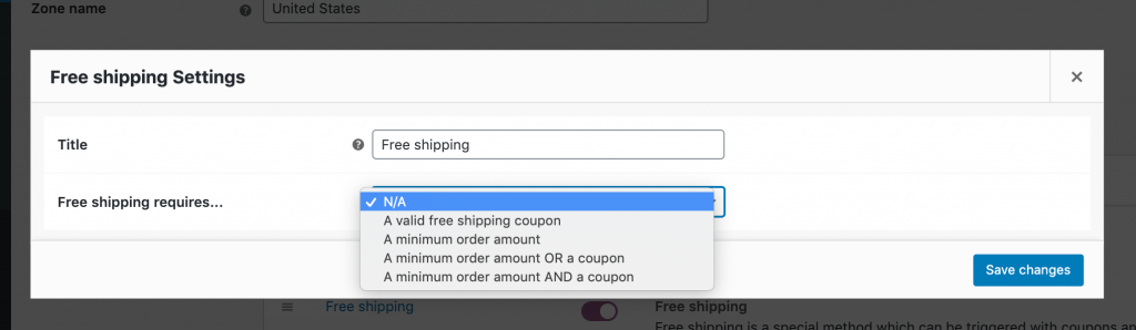 free-shipping-woocommerce-requirements - 高度なクーポン Adding free shipping requirements in WooCommerce.