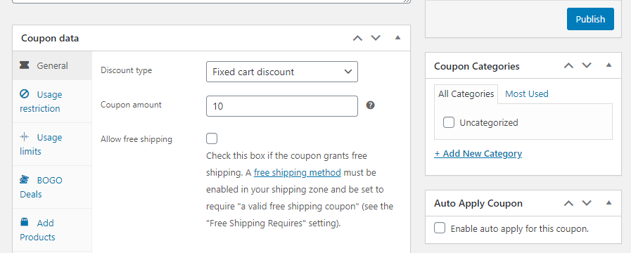 固定购物车折扣 - 高级优惠券 Offering a fixed-cart discount