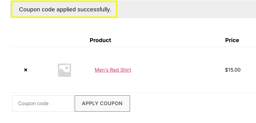 쿠폰 적용-성공적으로 - 고급 쿠폰 The 'coupon applied successfully' message in WooCommerce.