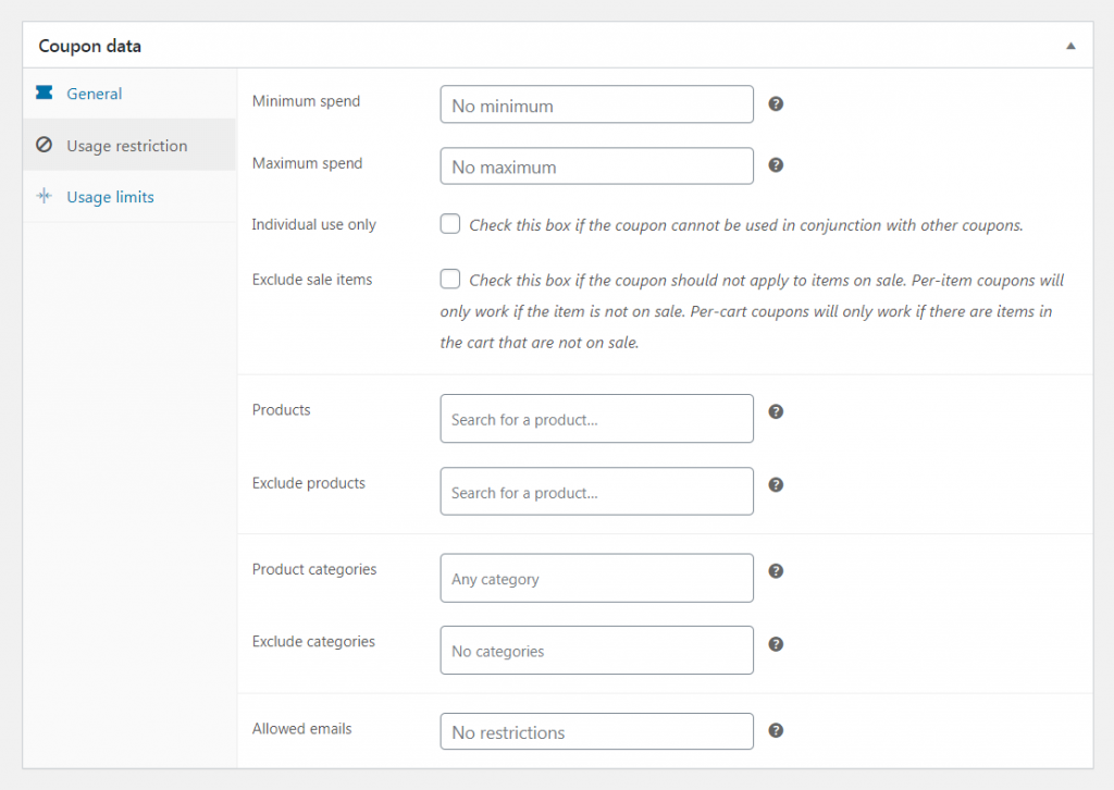 Coupon-data-default-options - Cupons Avançados The default coupon data options.