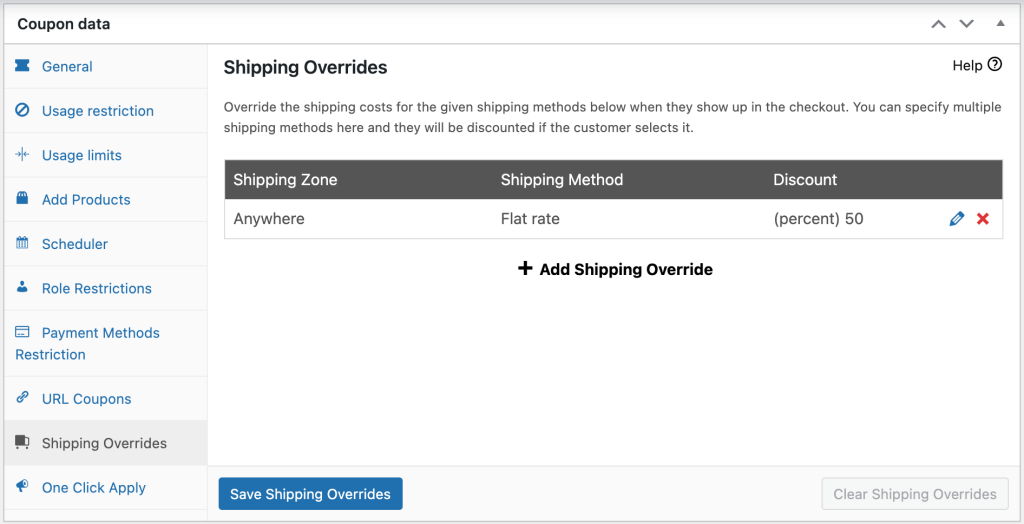 shipping-overrides - คูปองขั้นสูง