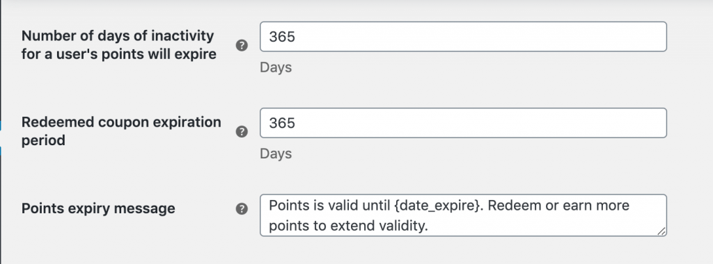 로열티 포인트 만료 - 고급 쿠폰 Loyalty points expiration period.