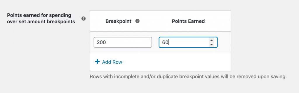 중단점 값 - 고급 쿠폰 Creating loyalty program breakpoints.