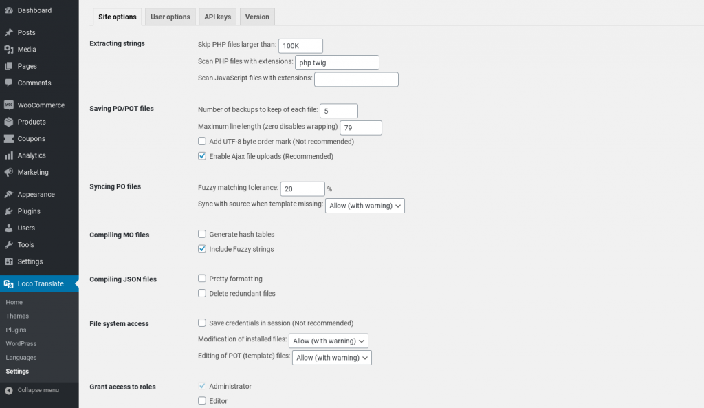 loco-translate-settings - คูปองขั้นสูง