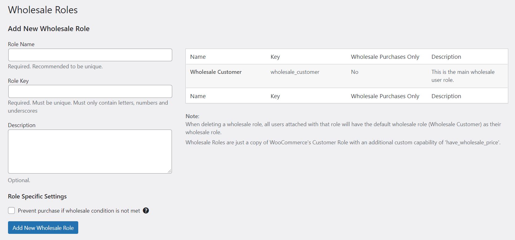 البيع بالجملة الدور - الكوبونات المتقدمة The option to set up a wholesale roles in Wholesale Suite, which is the best discount plugin for WooCommerce.