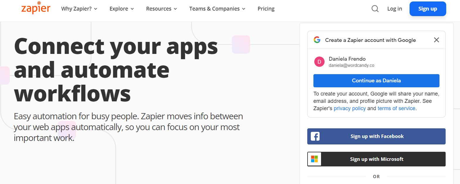 zapier - คูปองขั้นสูง The Zapier homepage