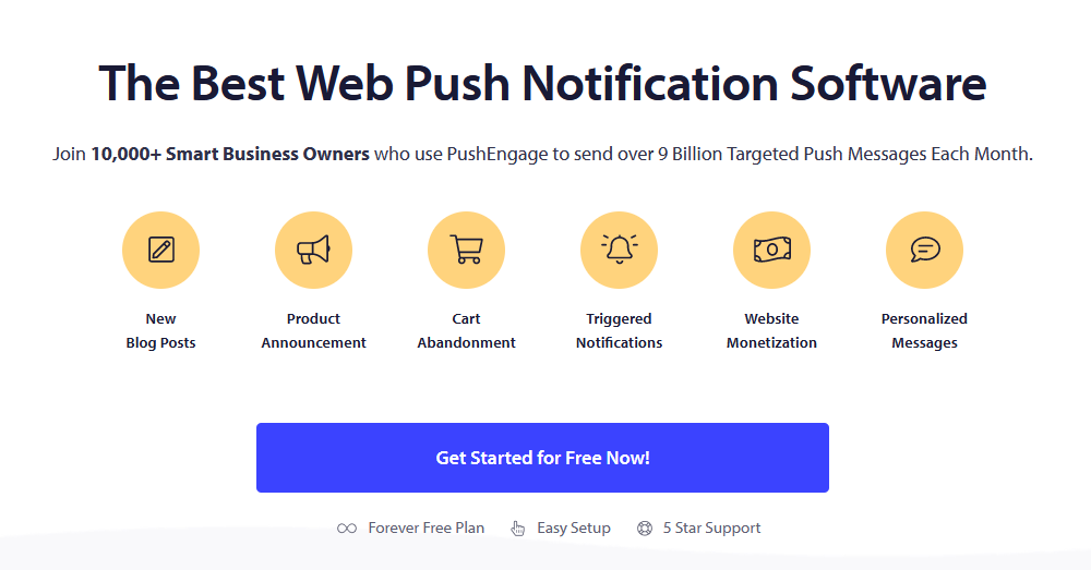 プッシュ通知 - 高度なクーポン The Push Engage homepage