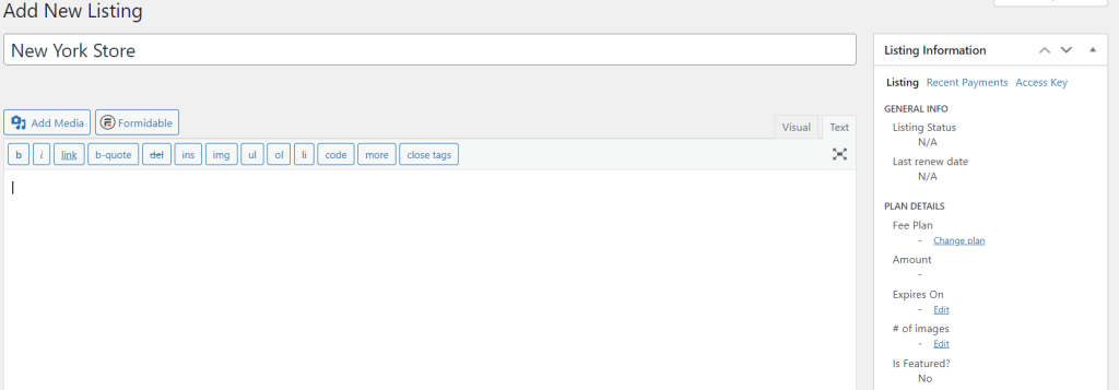 add-new-listing - 高度なクーポン Adding a new listing with Business Directory Plugin.