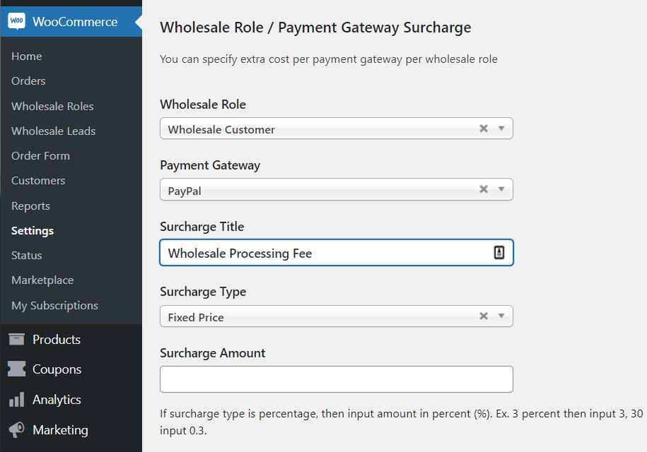 卸売追加料金 - 高度なクーポン Configuring WooCommerce surcharge fees