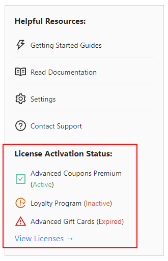 licence-activation-statut - Coupons avancés License Activation Status