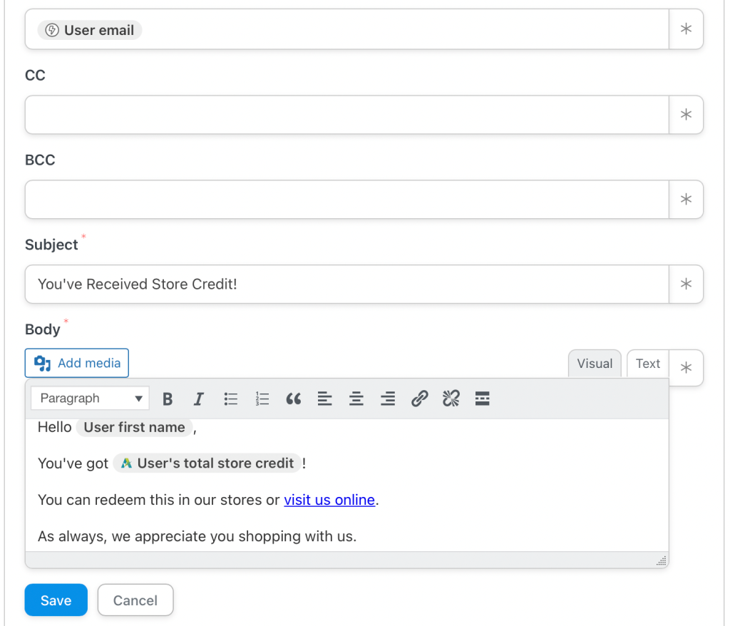 save-your-email - Cupones avanzados Writing a store credit email with Uncanny Automator for your WooCommerce store
