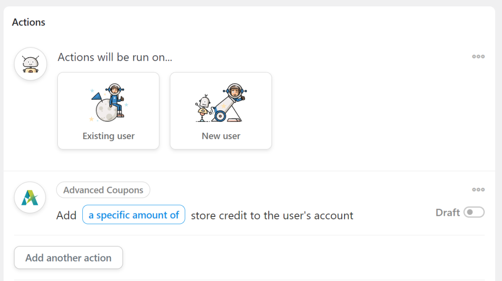 action-existing-user - Cupoane avansate Configuring the Uncanny Automator action to run for existing users