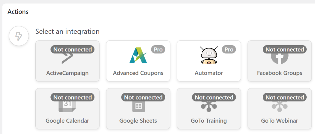 select-integration - Cupoane avansate Configuring Uncanny Automator to work with Advanced Coupons