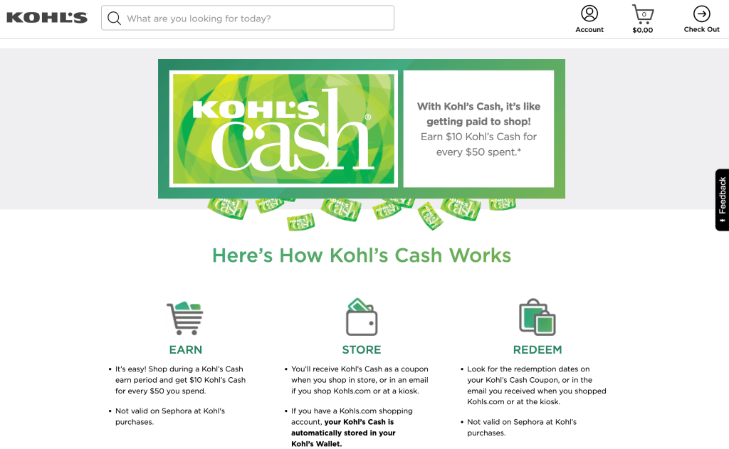 Kohls-cash - 高度なクーポン Kohl's cash rewards program