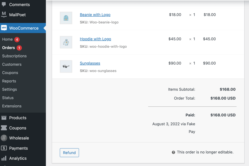 WooCommerce-注文-払い戻し - 高度なクーポン WooCommerce order refund
