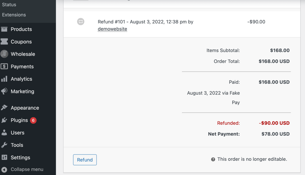 払い戻しの概要 - 高度なクーポン Refund summary