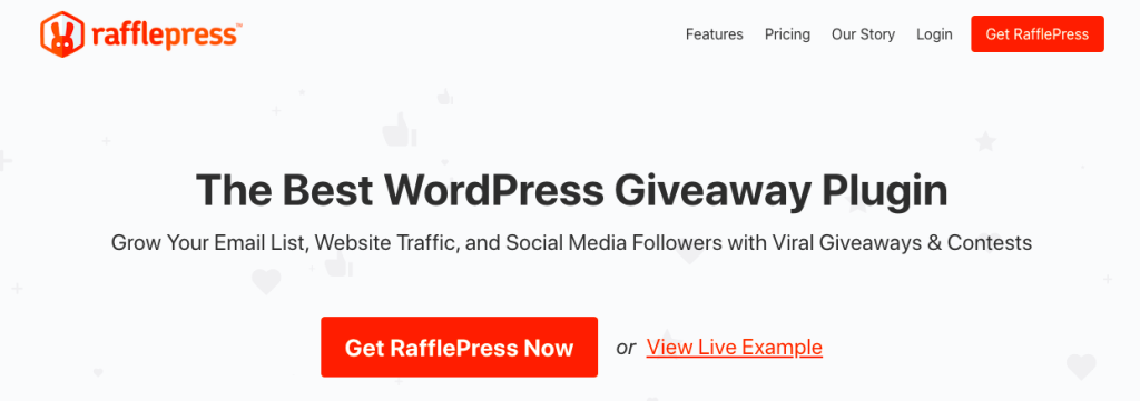 ラッフルプレス - 高度なクーポン The RafflePress plugin website.