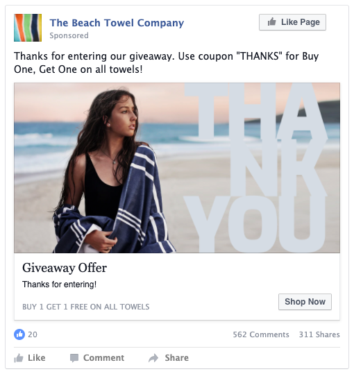retargeting-ad-example-screenshot - 고급 쿠폰 Retargeting is a cost effective way to reach giveaway entrants!