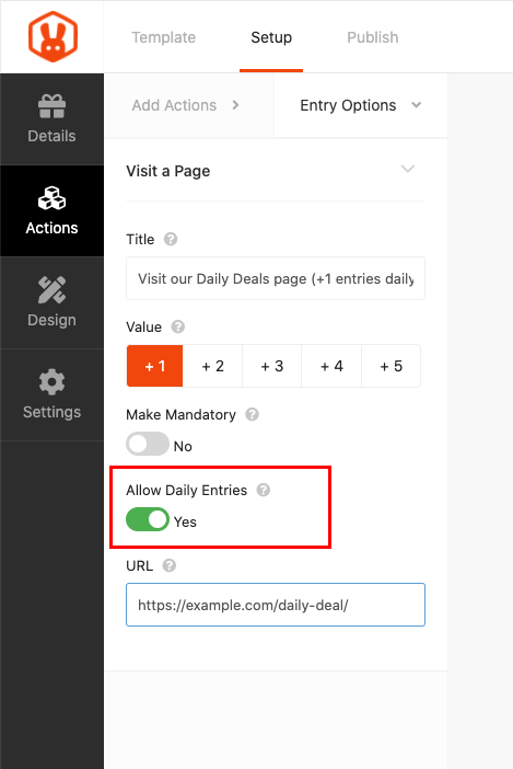 allow-daily-entries - 고급 쿠폰 Allow daily entries on this action to grant extra entries each day.