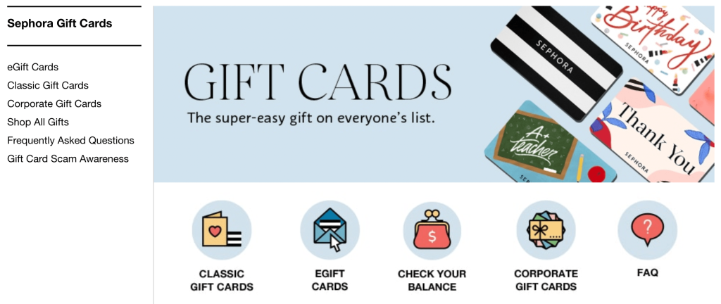 sephora-gift-card-categories - 고급 쿠폰 Sephora gift card categories