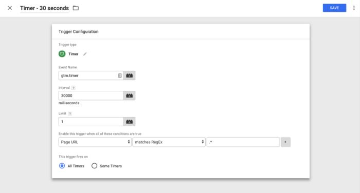 Réglage d'un minuteur personnalisé via Google Analytics.