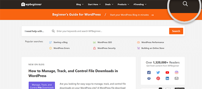 WP初心者を検索 Search WPBeginner