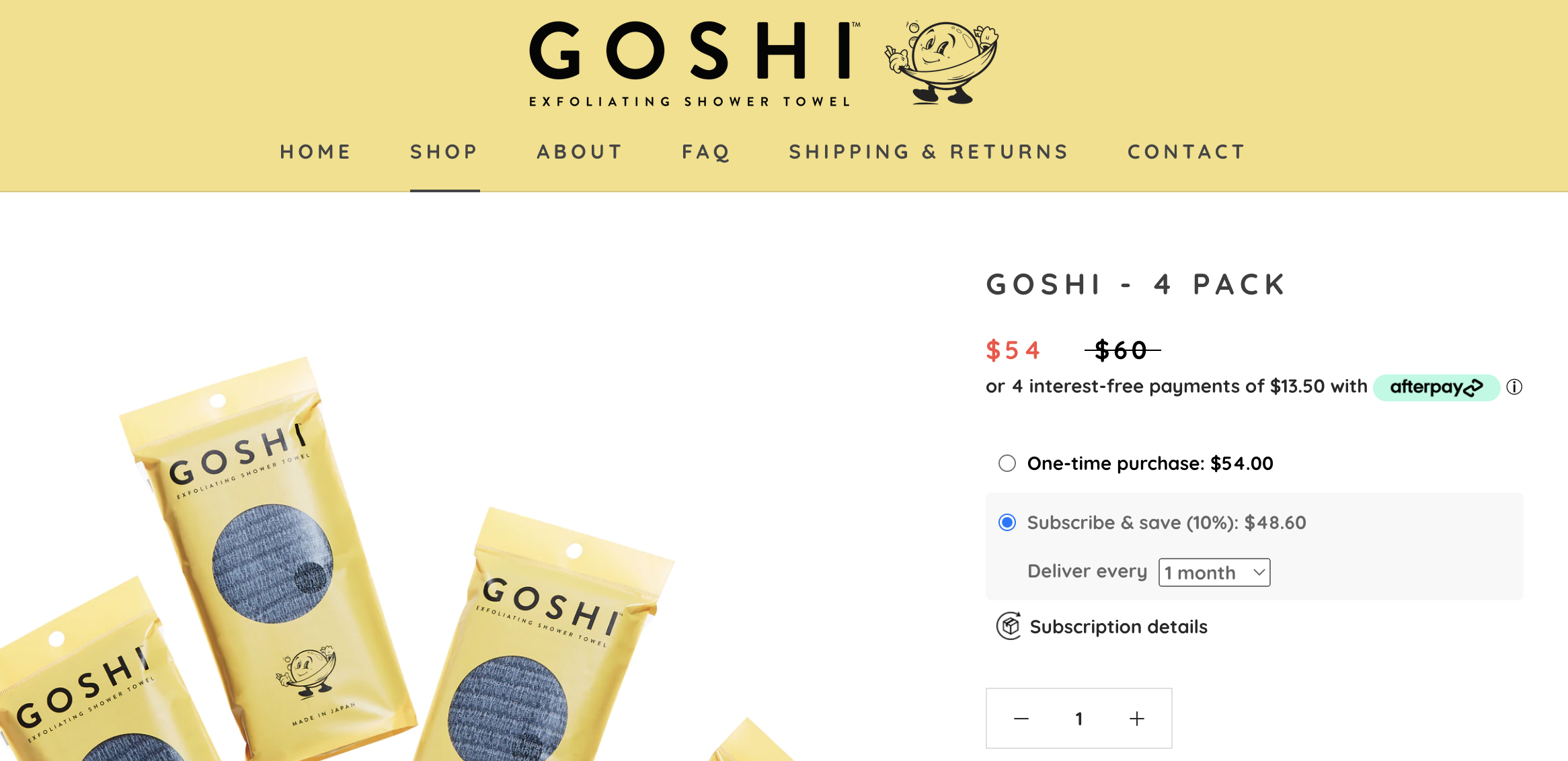 مثال على التنقل عبر مسار التنقل على موقع Goshi على الويب