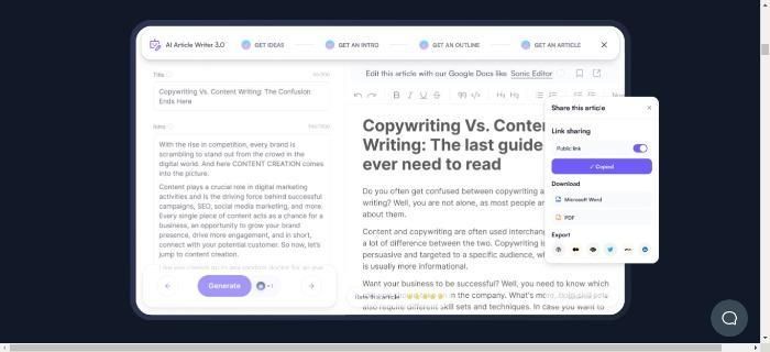Инструмент для копирайтинга с искусственным интеллектом от Writesonic.
