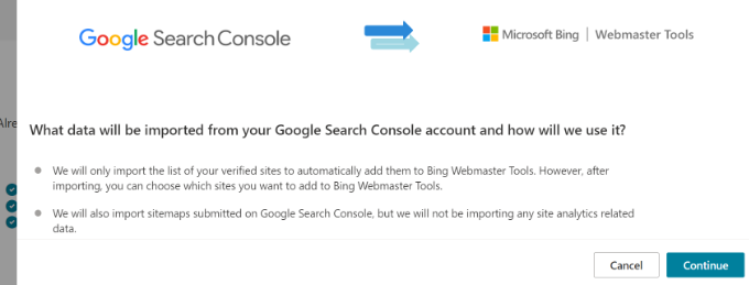 Importer le site depuis la console de recherche Import site from search console