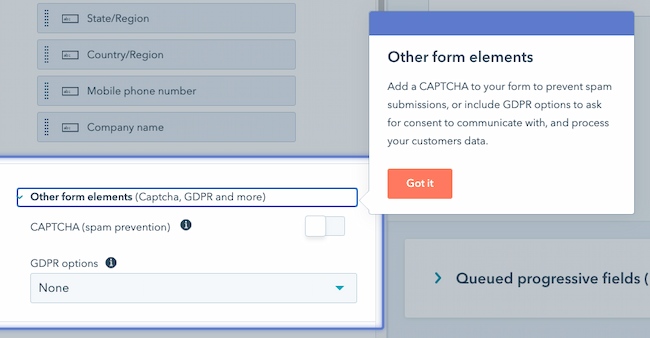Instruksi formulir web: HubSpot, CAPTCHA