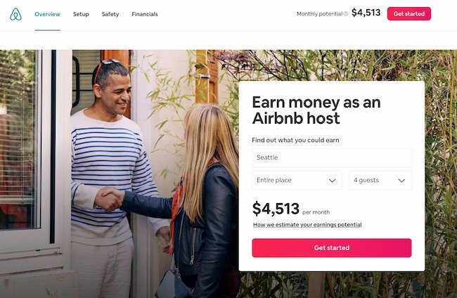 Contoh formulir web: Airbnb