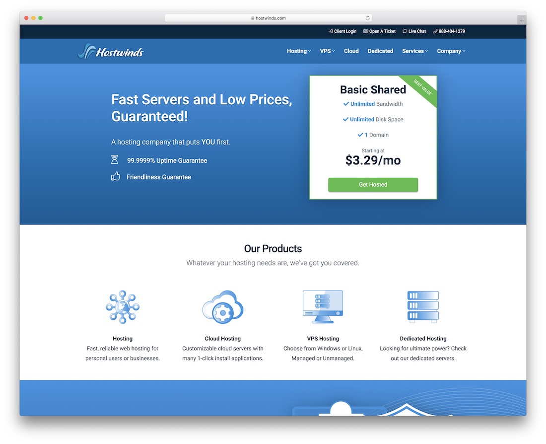 ワードプレスのhostwinds安価なホスティング
