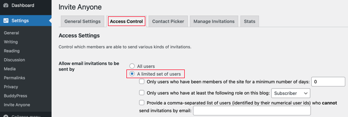 Invitați pe oricine Plugin Access Control