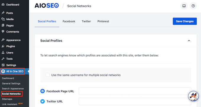 إعدادات الشبكة الاجتماعية AIOSEO The AIOSEO SEO plugin for WordPress
