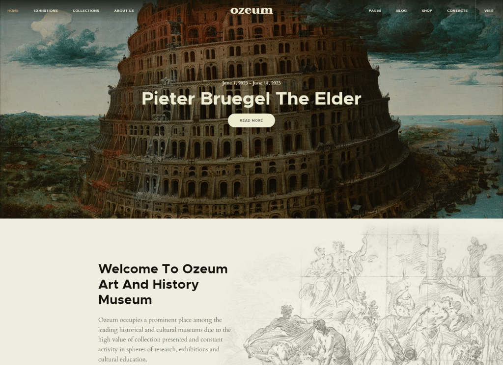 Ozeum - Galeri Seni Modern dan Tema WordPress Museum Online Kreatif
