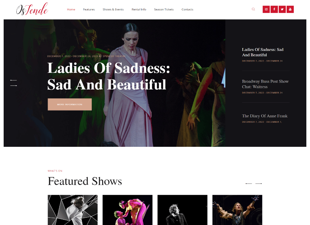 OsTende - Tema WordPress Sekolah Seni & Teater