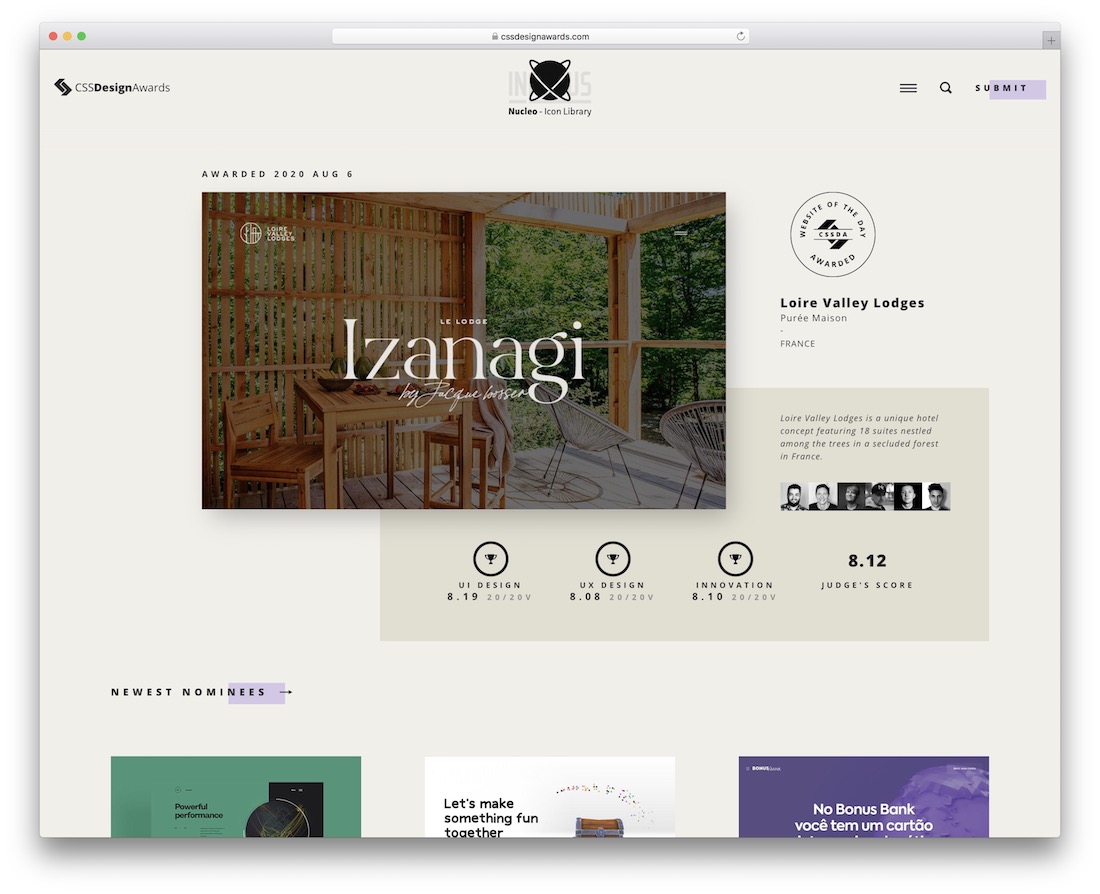 웹 디자인을 위한 cssdesignawards 어워드 웹사이트