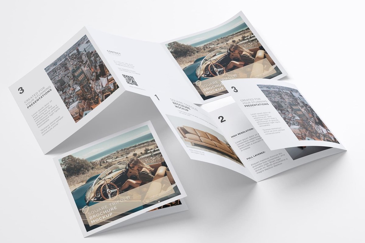 Mockups de Folleto Tríptico Cuadrado