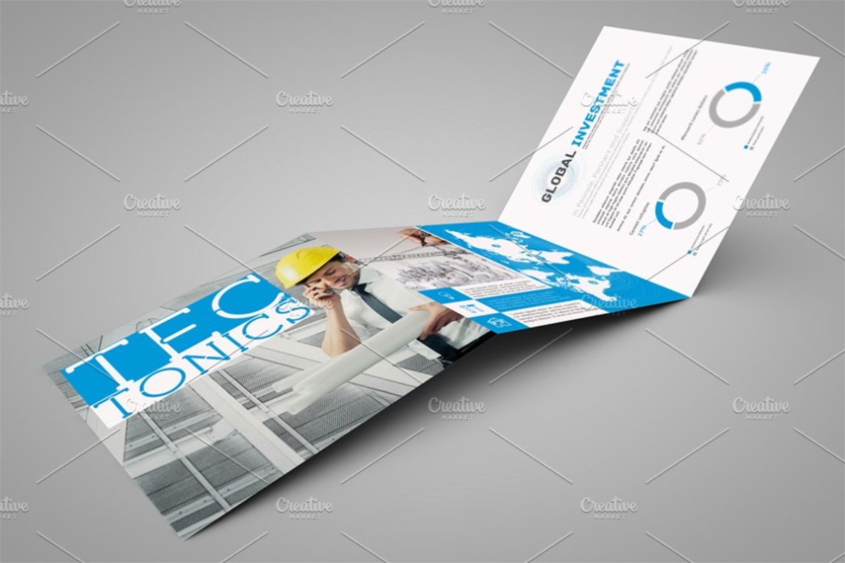 Folleto cuadrado tríptico PSD Mockup