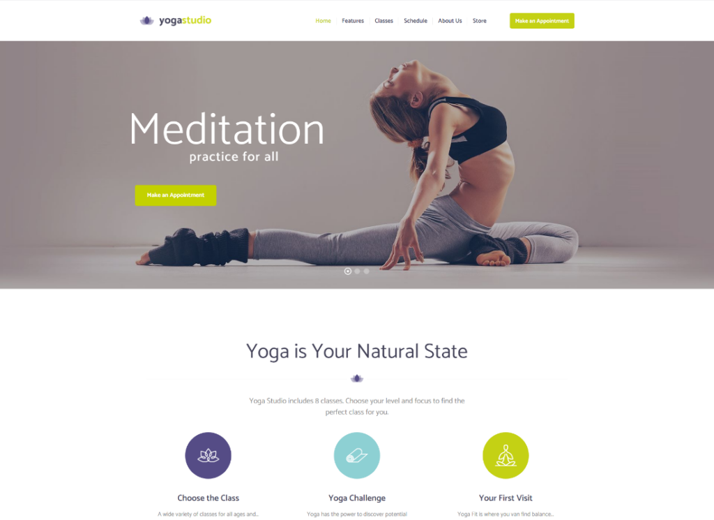 Yogastudio, 체육관 및 건강 관리 WordPress 테마