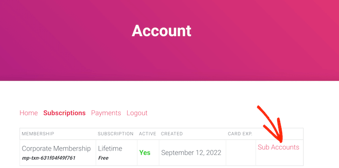Como adicionar subcontas a uma associação corporativa