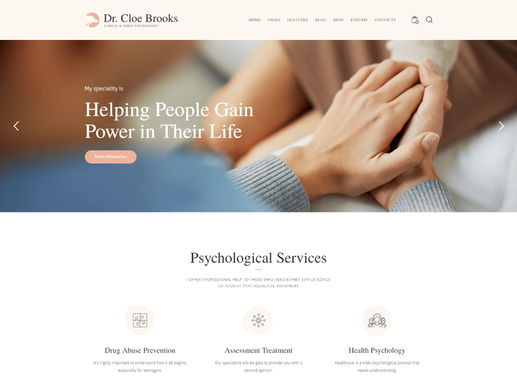 Cloe Brooks - Tema WordPress de Psicologia, Aconselhamento e Medicina