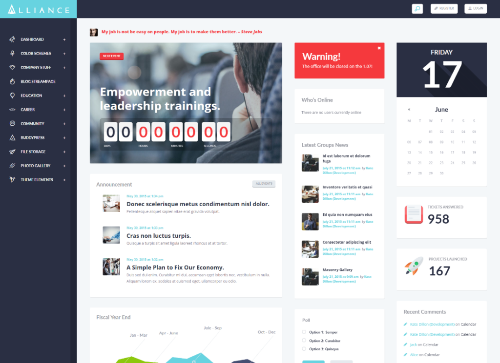 Aliança - Tema WordPress de Intranet e Extranet