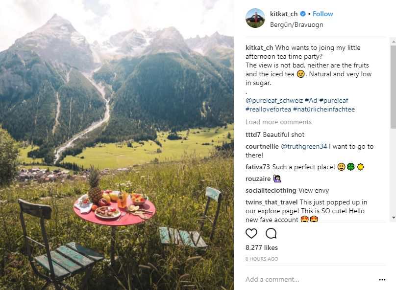 高品質の写真を紹介する Instagram の投稿。
