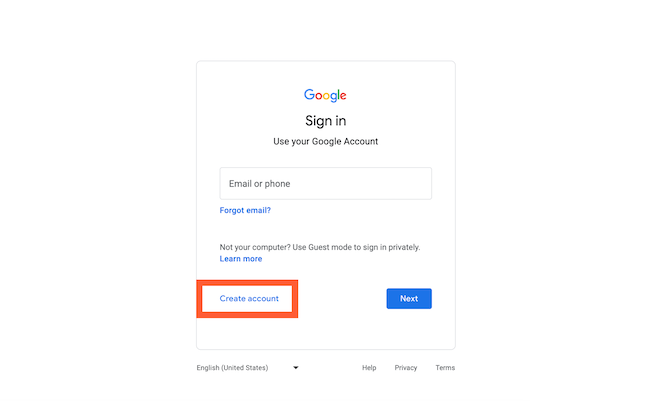 如何創建 YouTube 頻道第一步：登錄 Google