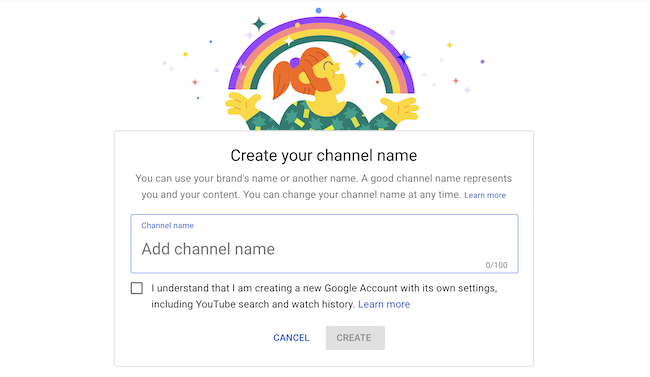 在 YouTube 上創建您的頻道名稱
