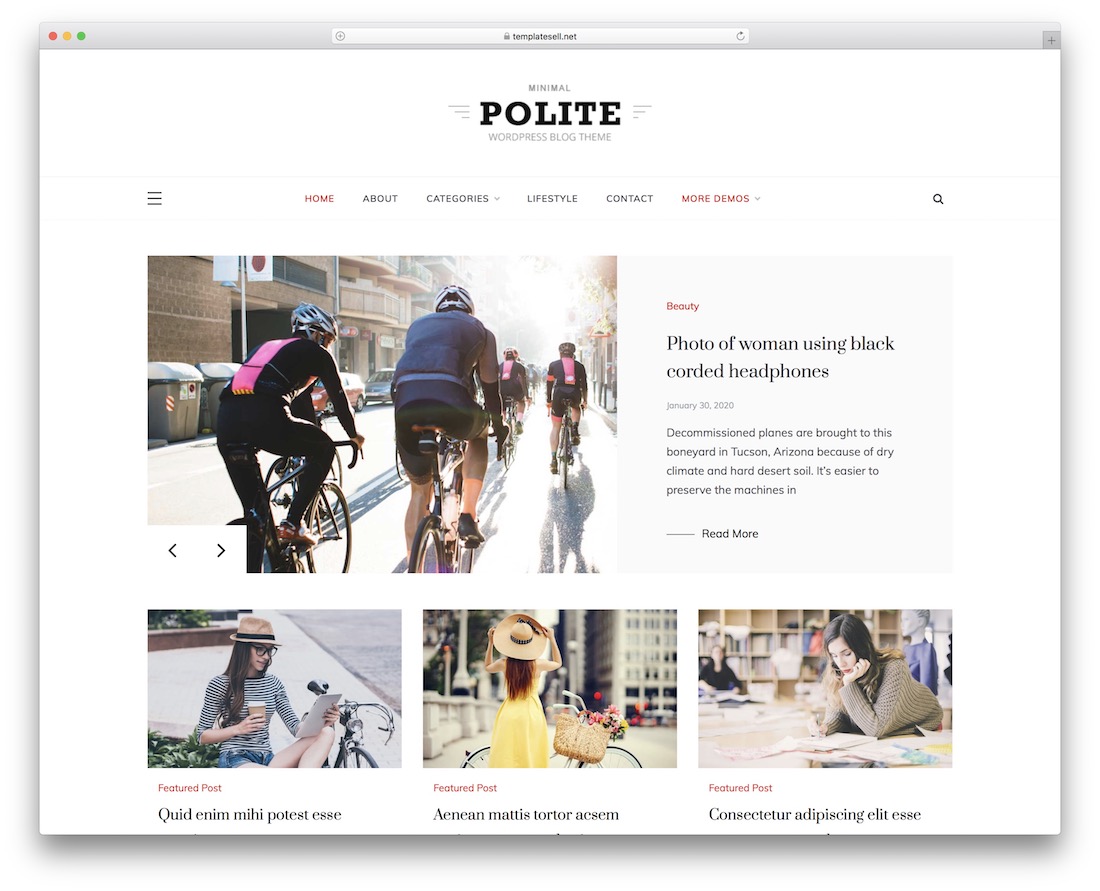 Höfliches kostenloses WordPress-Theme mit Schieberegler