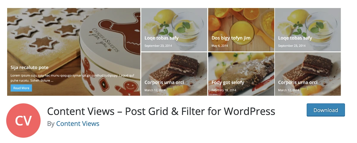 Complemento de cuadrícula de vistas de contenido de WordPress