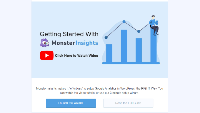 قم بتشغيل معالج إعداد MonsterInsights Launch setup wizard